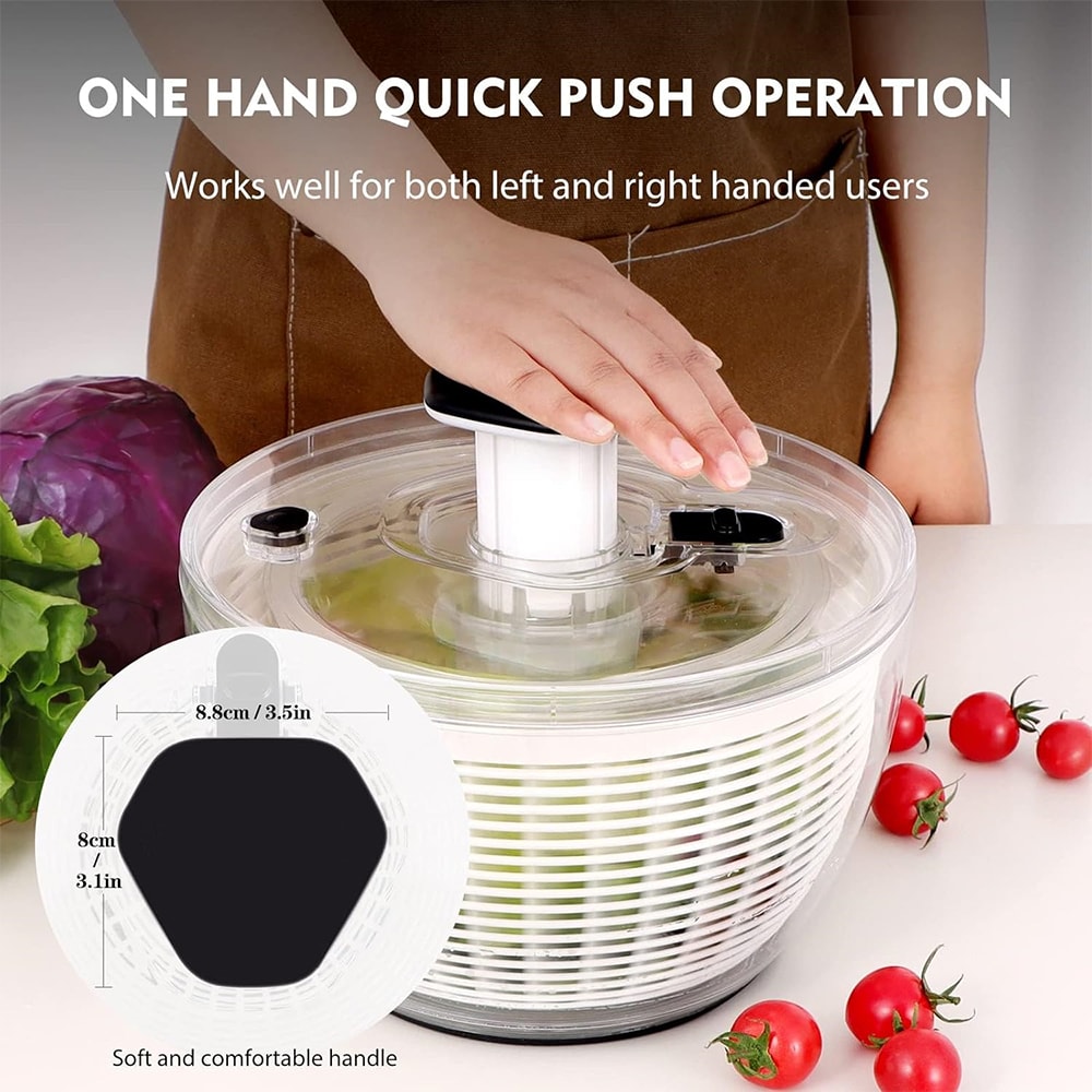 Large Salad Spinner Lettuce Dryer With One Hand Press 2