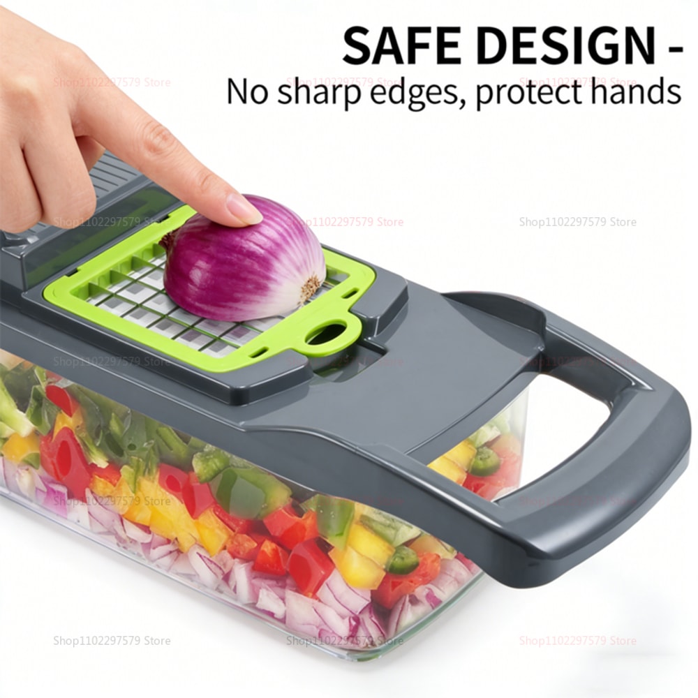 Vegetable Chopper With Container And Blades For Fast Slicing Dicing And Grating 1