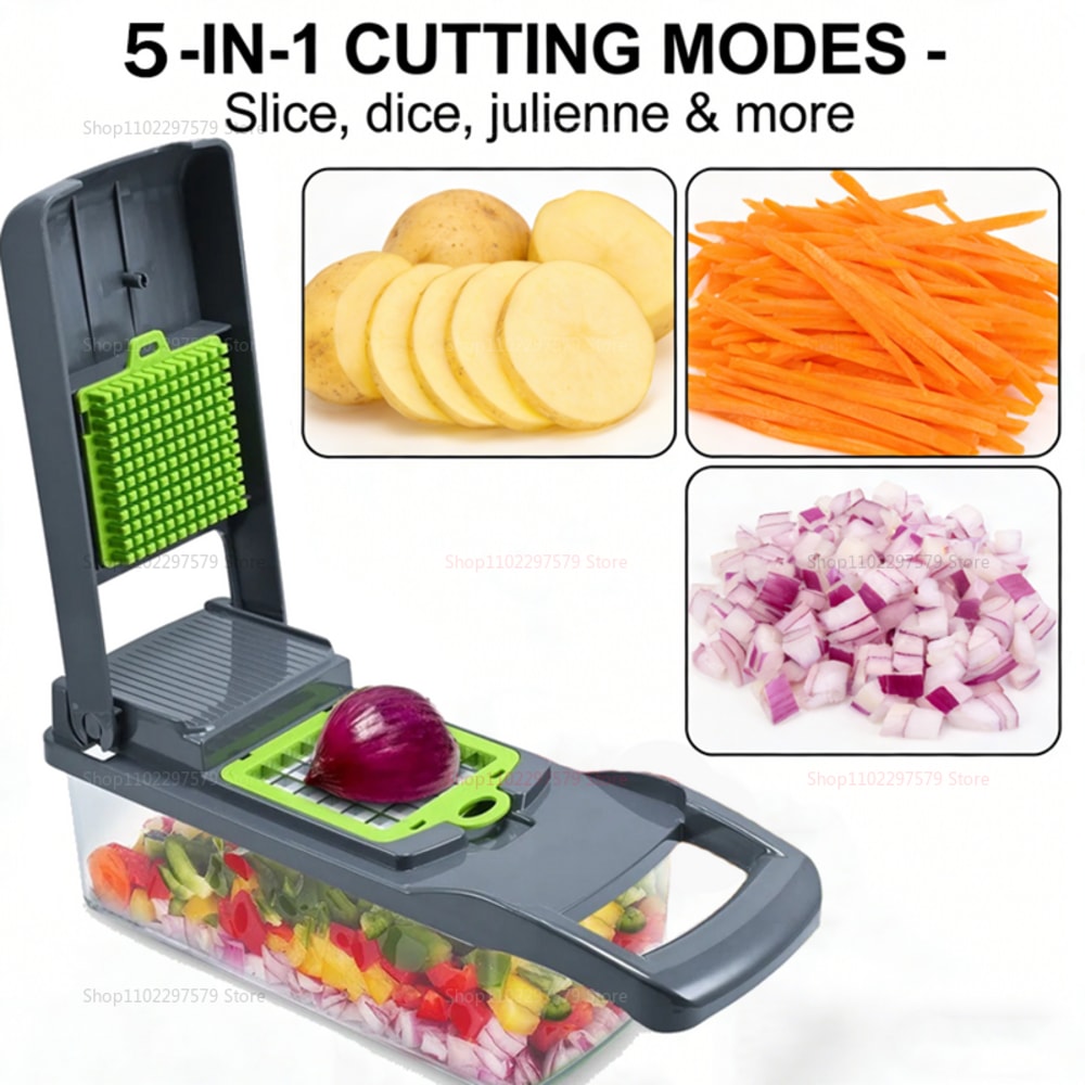 Vegetable Chopper With Container And Blades For Fast Slicing Dicing And Grating 2