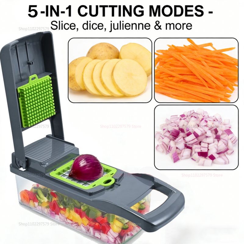 Vegetable Chopper With Container And Blades For Fast Slicing Dicing And Grating 2