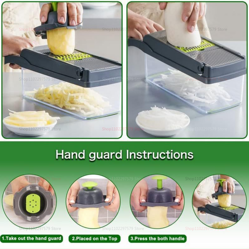 Vegetable Chopper With Container And Blades For Fast Slicing Dicing And Grating 4