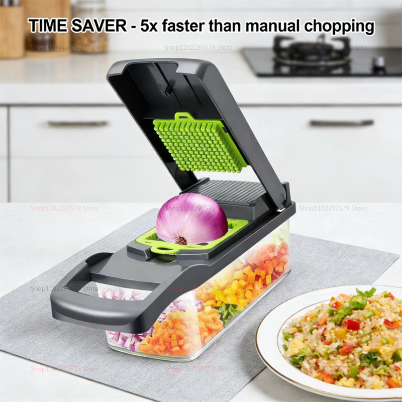 Vegetable Chopper With Container And Blades For Fast Slicing Dicing And Grating 5