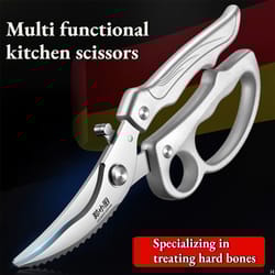 heavy duty stainless steel kitchen shears with fish scaler and bottle opener
