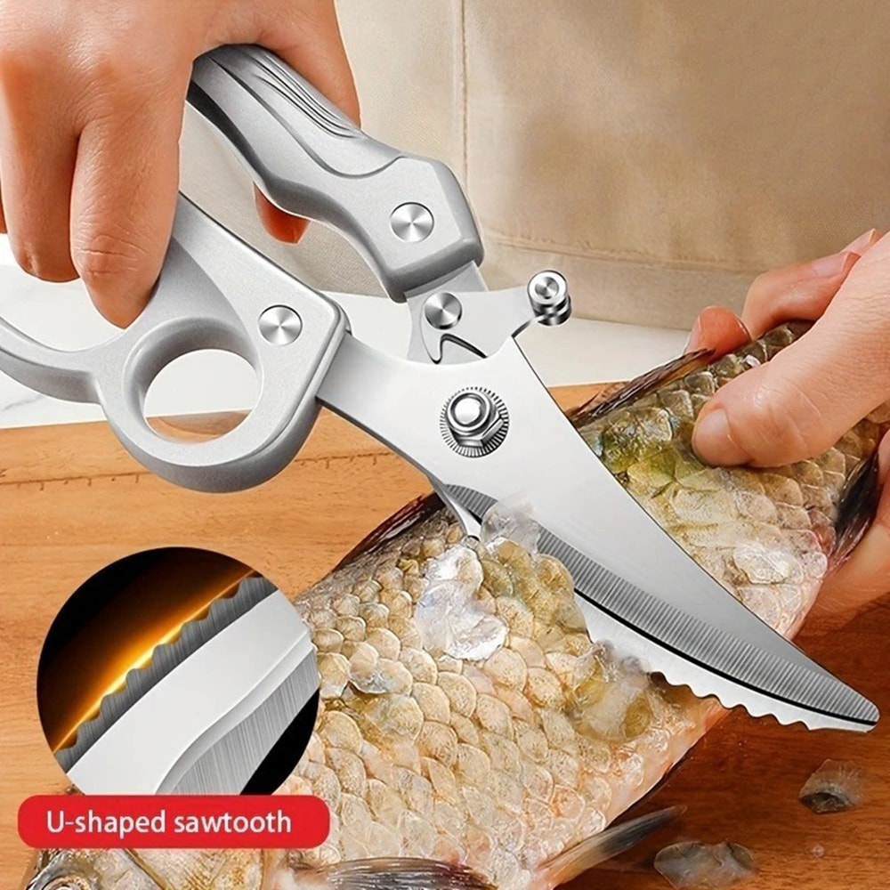 Heavy Duty Stainless Steel Kitchen Shears with Fish Scaler and Bottle Opener