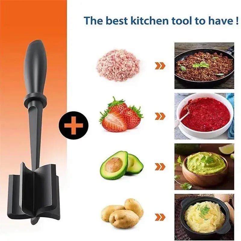 Multifunctional Stainless Steel Potato Masher for Potatoes, Fruit and Ground Meat