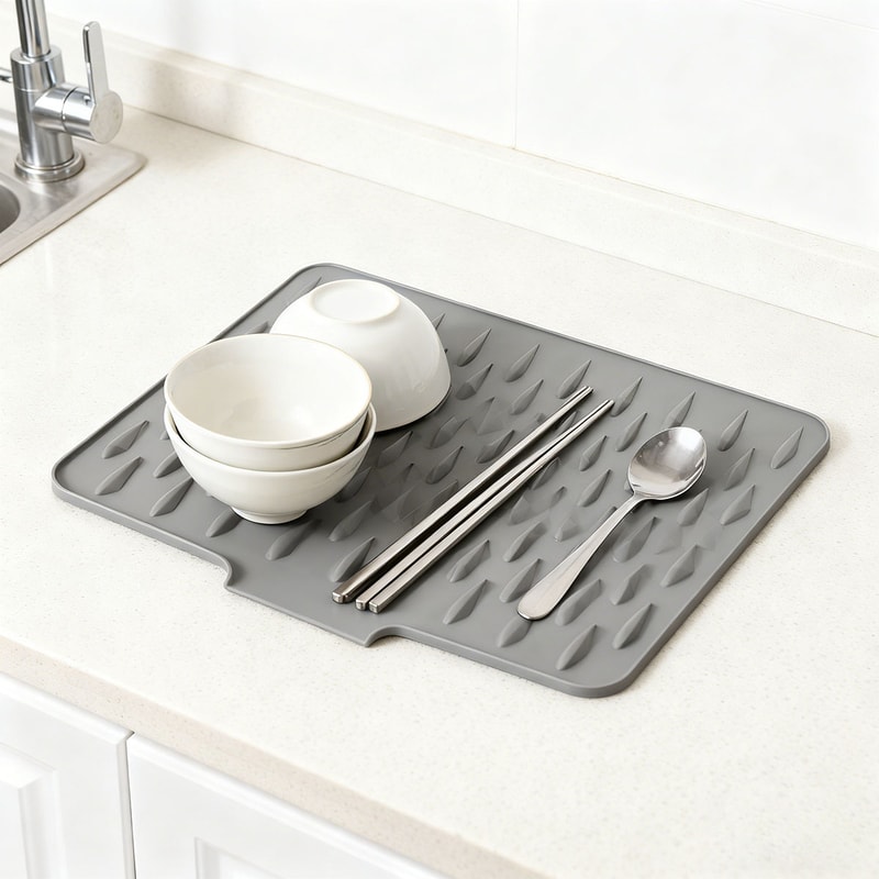 Silicone Dish Drying Mat For Kitchen Counter With Drainage Non Slip Heat Resistant Sink Mat 4