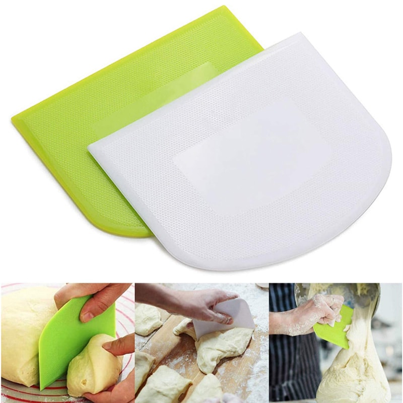 Flexible Plastic Dough Scraper Set Bowl Scraper Bench Scraper for Baking