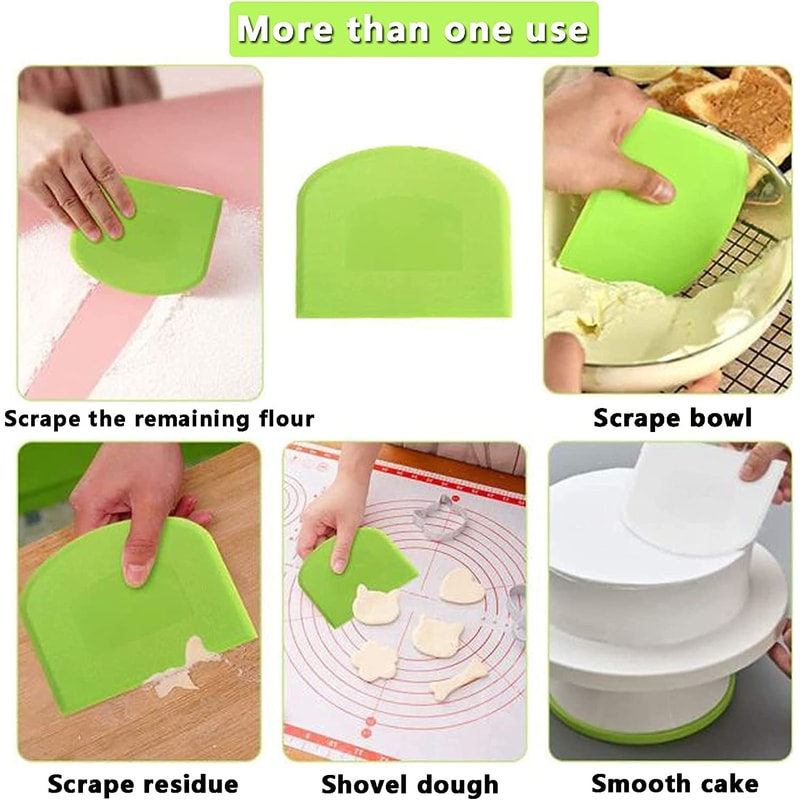 Flexible Plastic Dough Scraper Set Bowl Scraper Bench Scraper for Baking