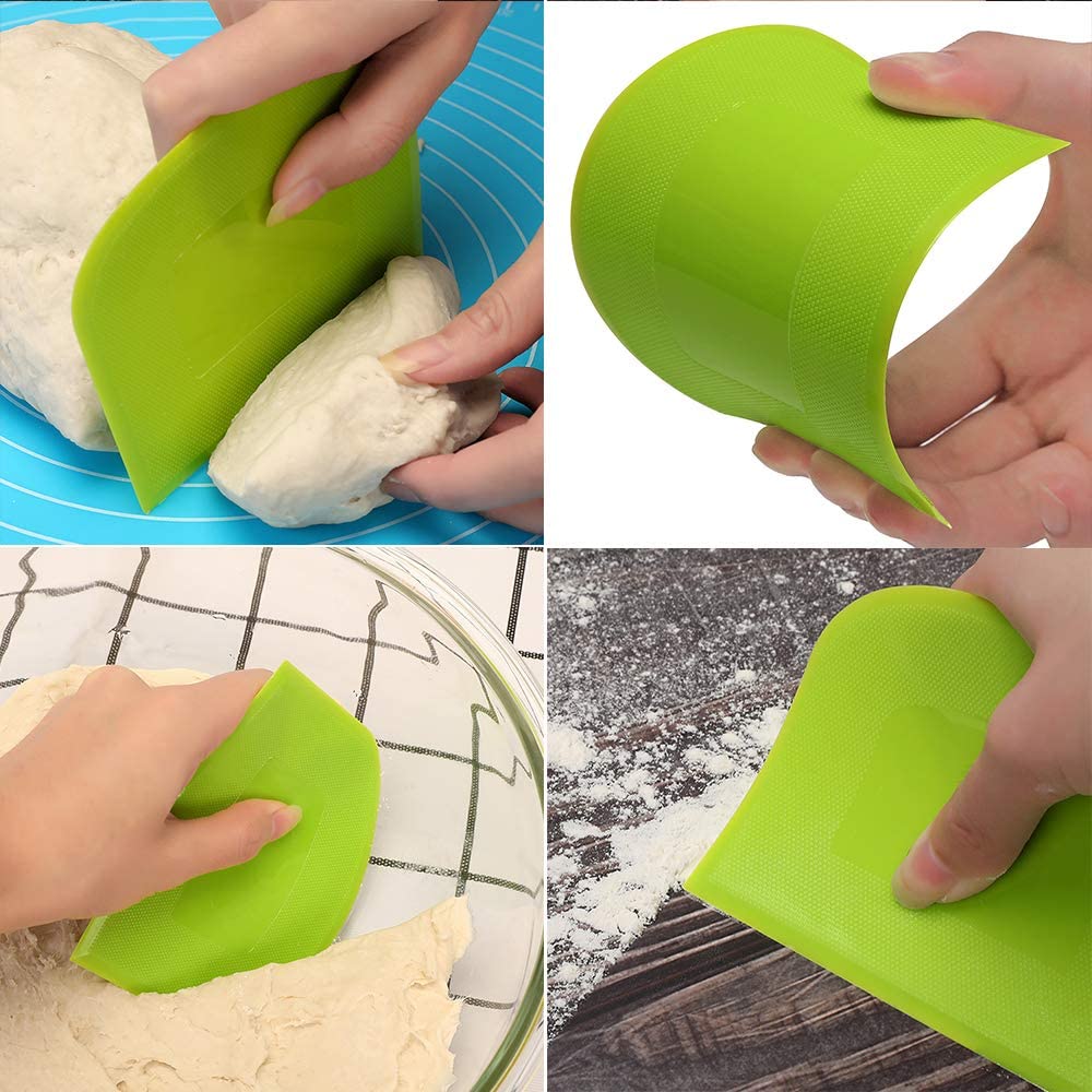 Flexible Plastic Dough Scraper Set Bowl Scraper Bench Scraper for Baking