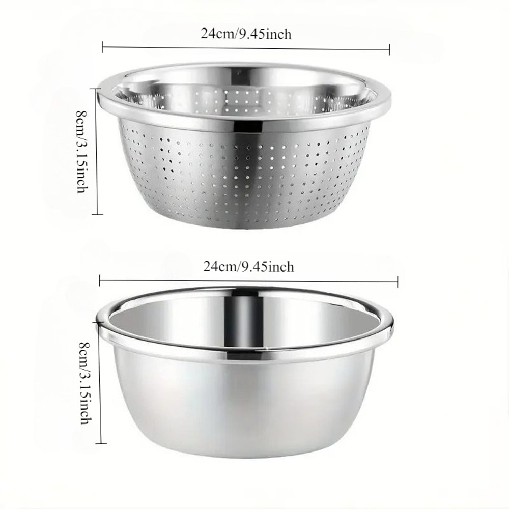 Heavy Duty Stainless Steel Colander Set for Pasta, Fruit and Vegetables