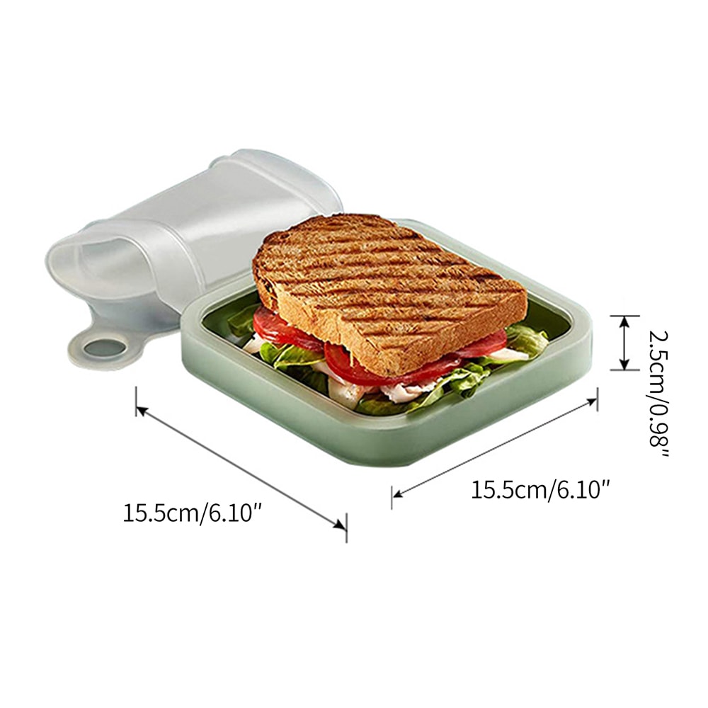 Portable Silicone Lunch Box with Handle Leakproof Bento Snack Container for Kids & Office