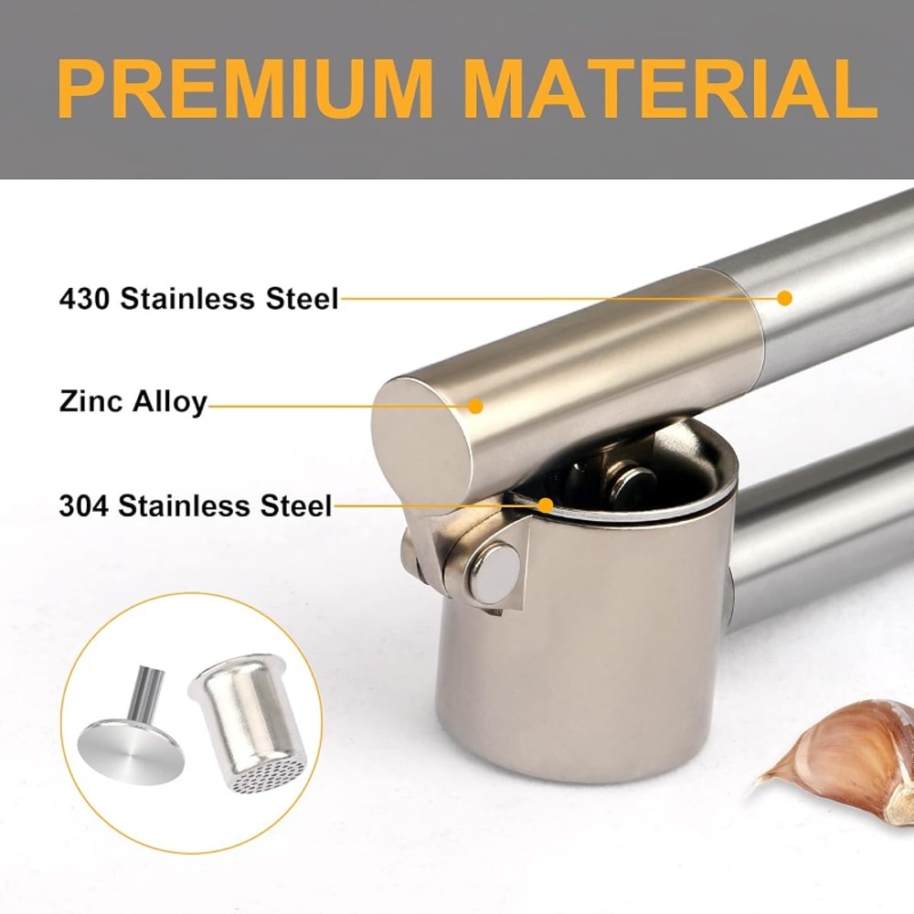Stainless Steel Garlic Press Easy Squeeze Manual Garlic Crusher