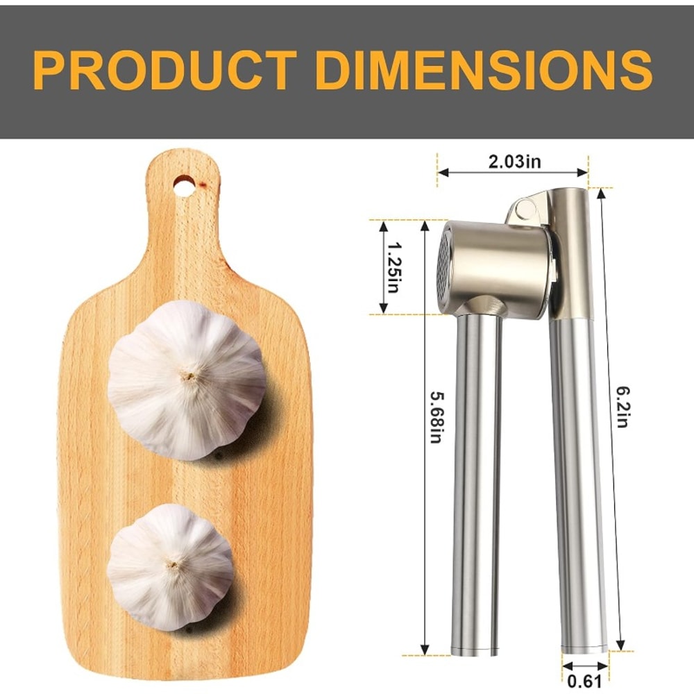 Stainless Steel Garlic Press Easy Squeeze Manual Garlic Crusher