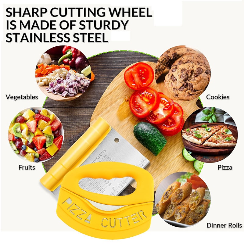 Stainless Steel Bench Scraper and Dough Cutter with Measuring Scale for Baking and Pizza