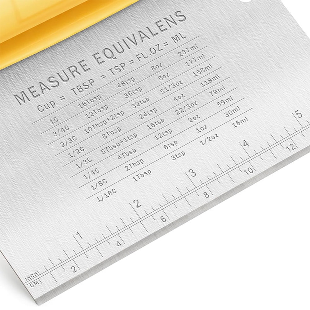 Stainless Steel Bench Scraper and Dough Cutter with Measuring Scale for Baking and Pizza