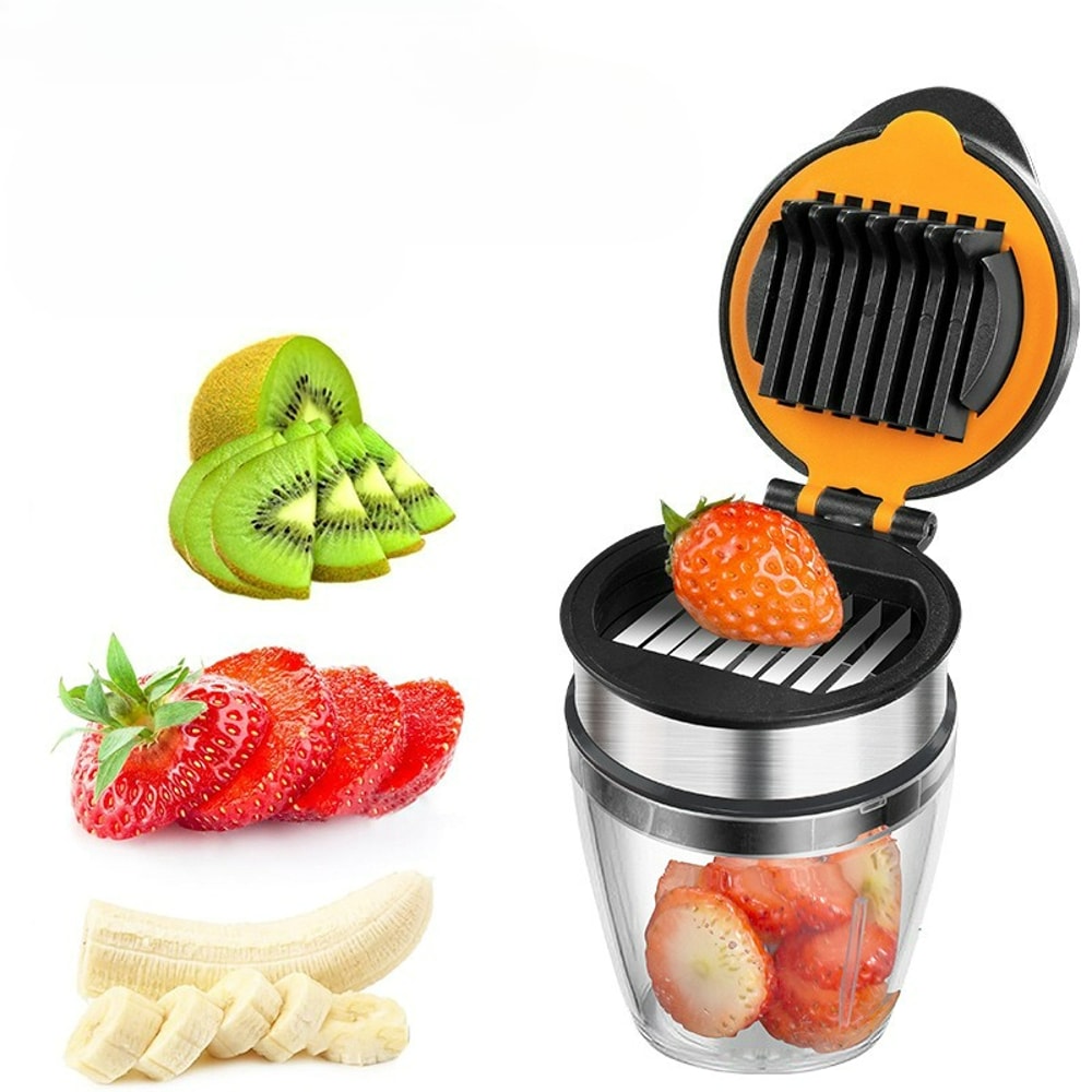 Stainless Steel Fruit Slicer Cup For Grapes Strawberries And Cherry Tomatoes 1
