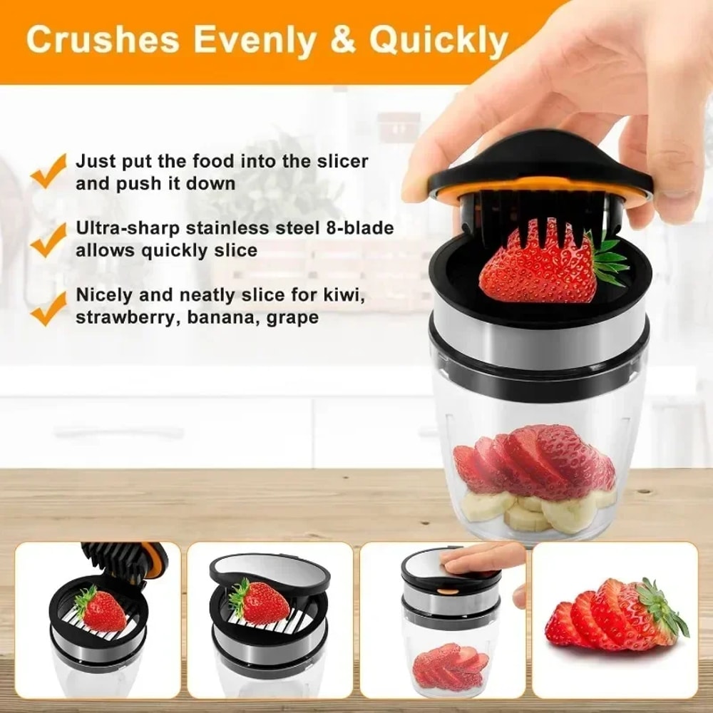 Stainless Steel Fruit Slicer Cup For Grapes Strawberries And Cherry Tomatoes 2