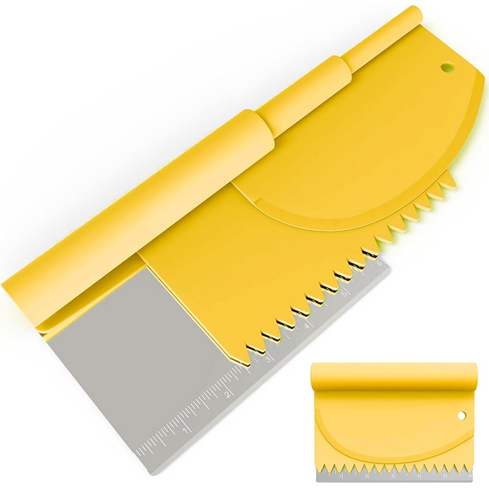 Stainless Steel Bench Scraper Set with Measuring Scale for Bread, Pizza and Pastry