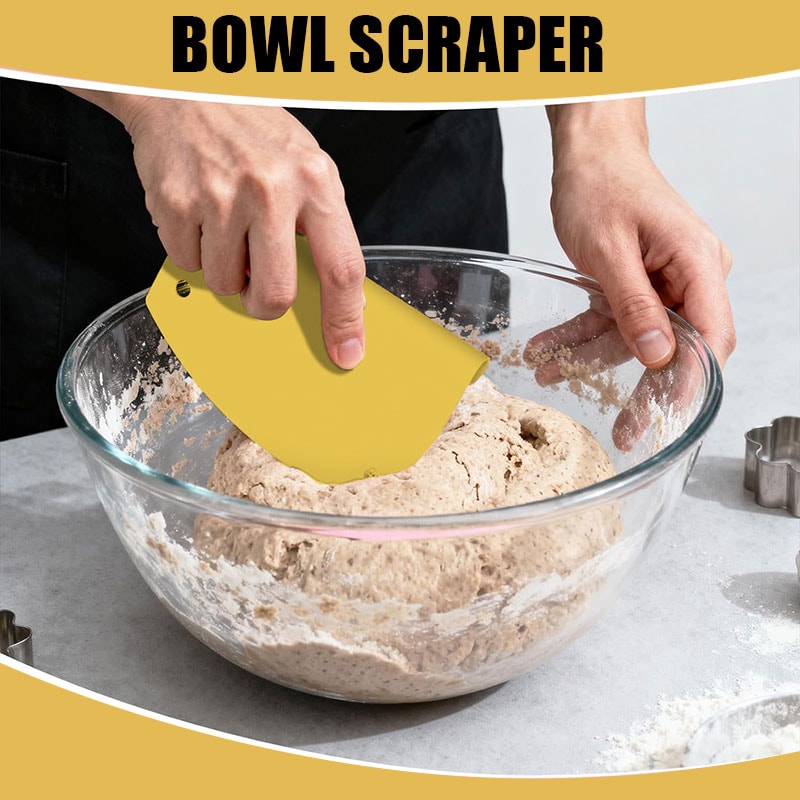 Stainless Steel Bench Scraper Set with Measuring Scale for Bread, Pizza and Pastry