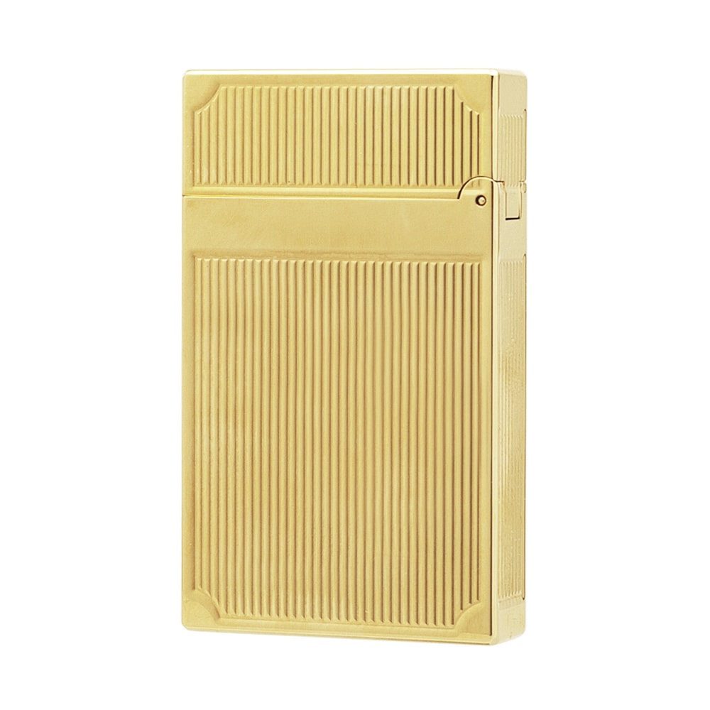 Dunant Brass Butane Lighter with Ping Sound and Vertical Stripe Design