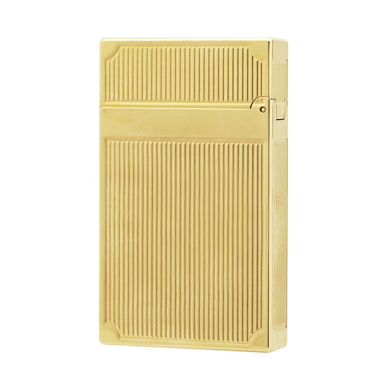 Dunant Brass Butane Lighter with Ping Sound and Vertical Stripe Design
