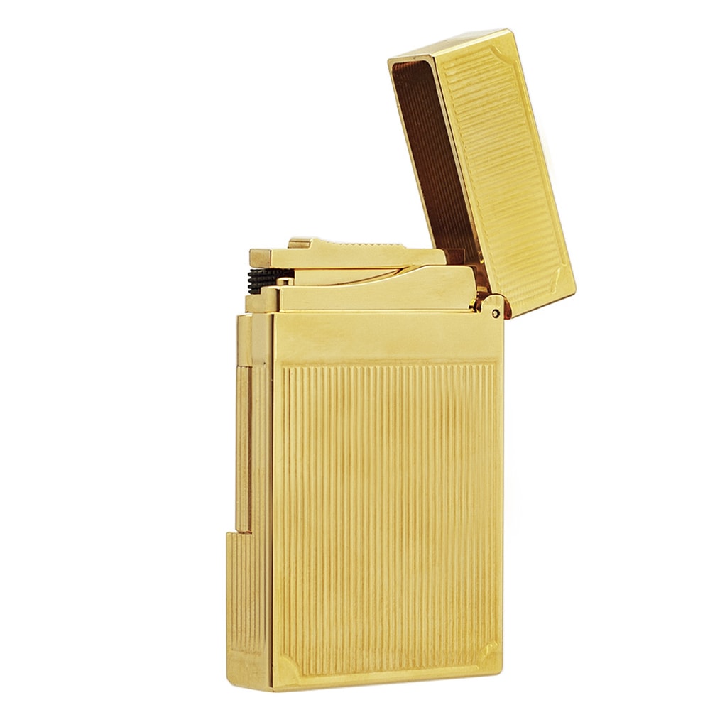 Dunant Brass Butane Lighter with Ping Sound and Vertical Stripe Design