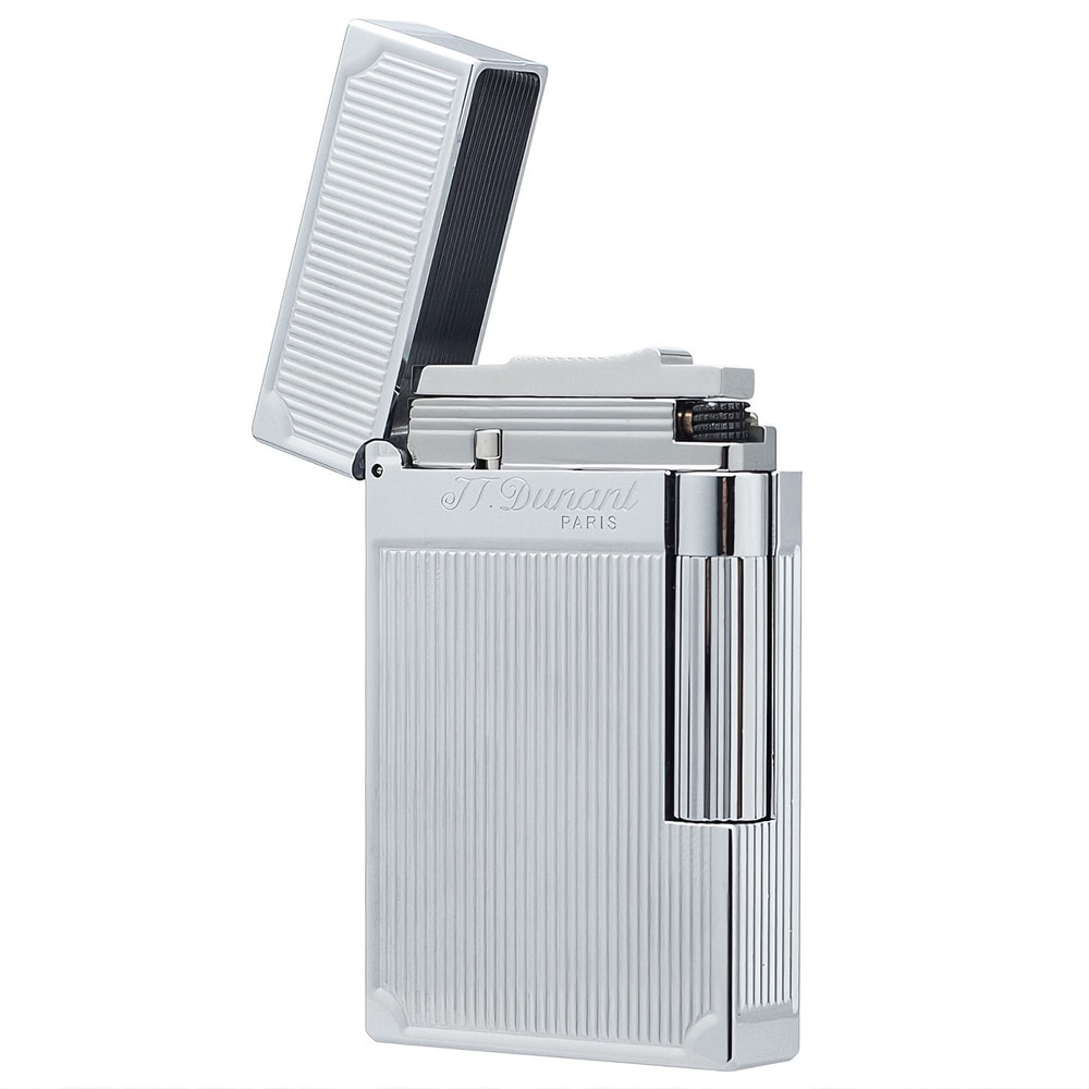 Dunant Brass Butane Lighter with Ping Sound and Vertical Stripe Design