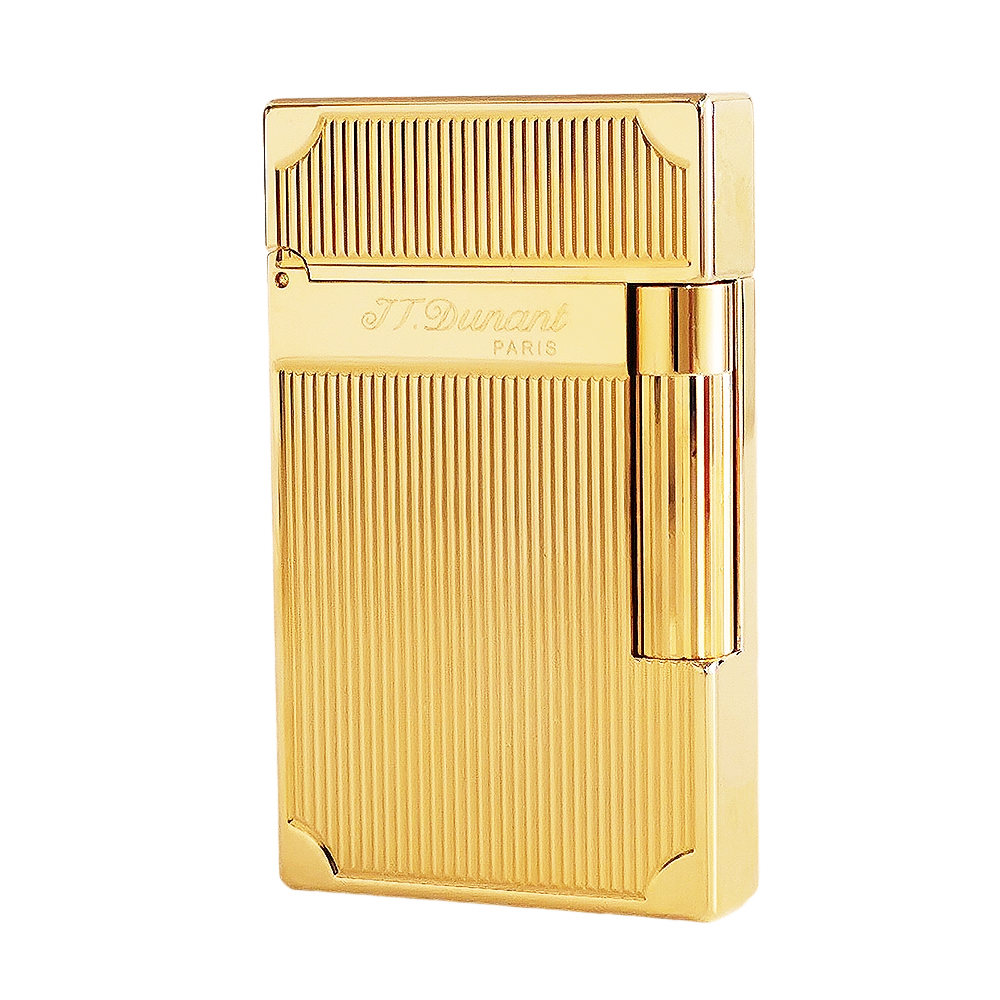 Dunant Brass Butane Lighter with Ping Sound and Vertical Stripe Design