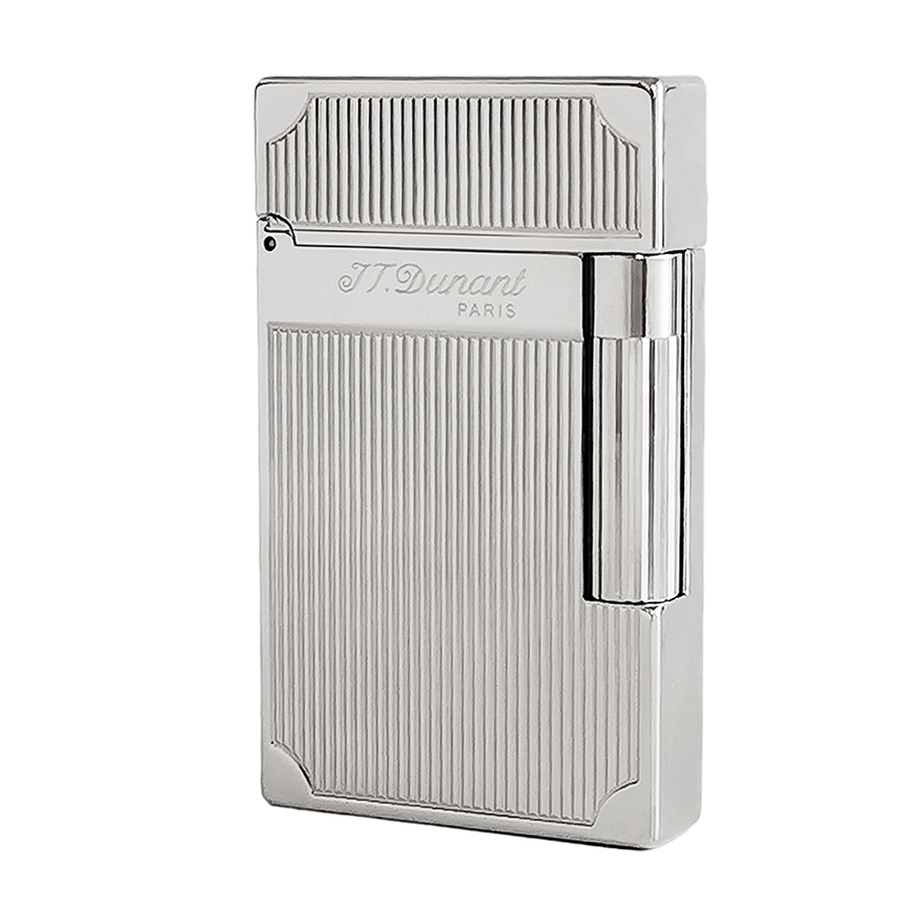 Dunant Brass Butane Lighter with Ping Sound and Vertical Stripe Design