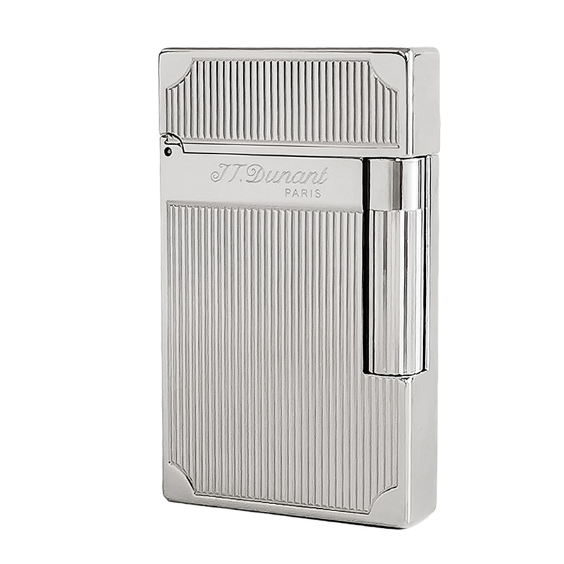 Dunant Brass Butane Lighter with Ping Sound and Vertical Stripe Design