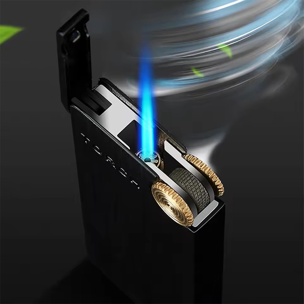 Windproof Butane Torch Lighter with Blue Flame Portable Cigar Lighter Gift for Men