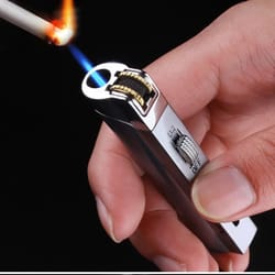 windproof torch lighter refillable blue flame metal lighter