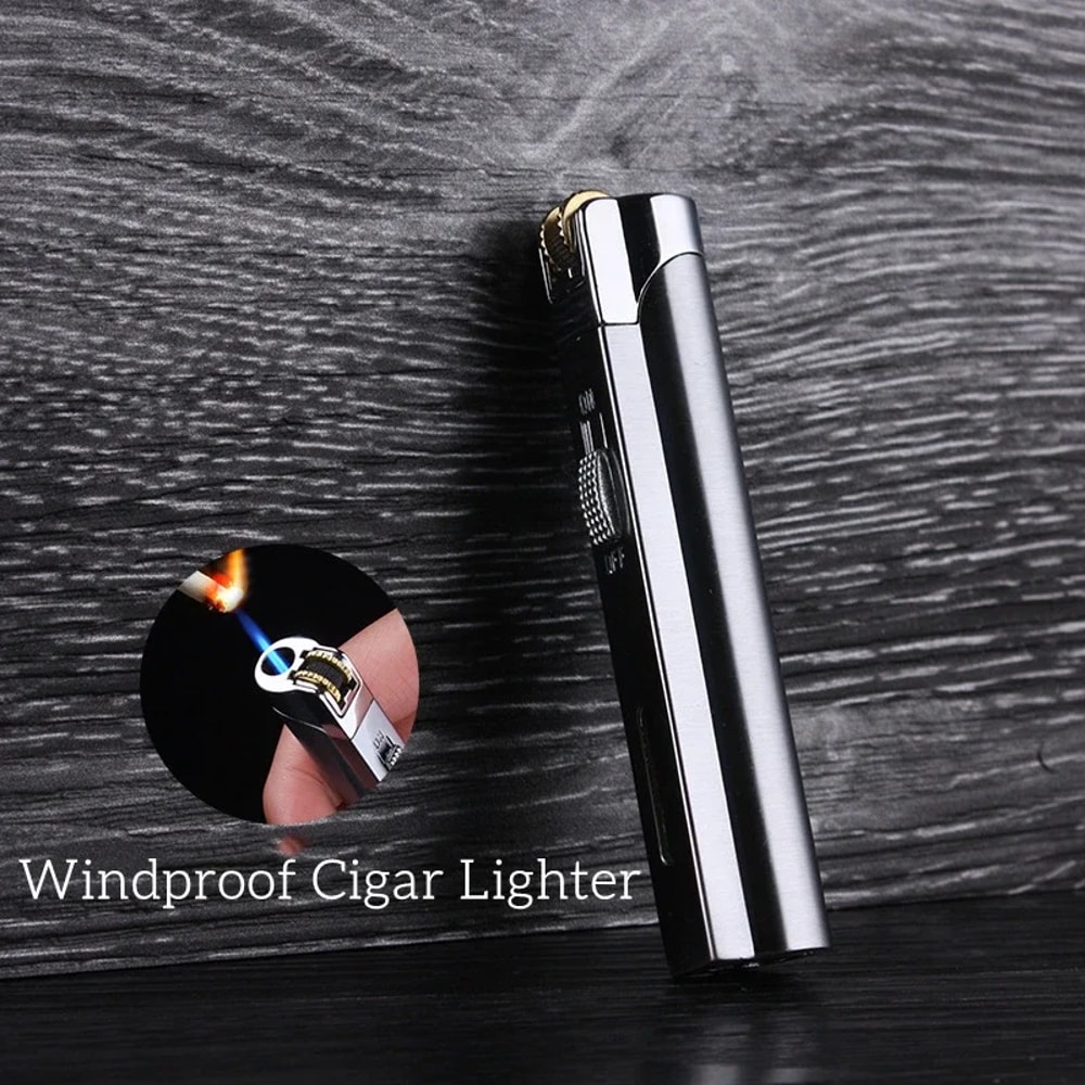 Windproof Torch Lighter Refillable Blue Flame Metal Lighter