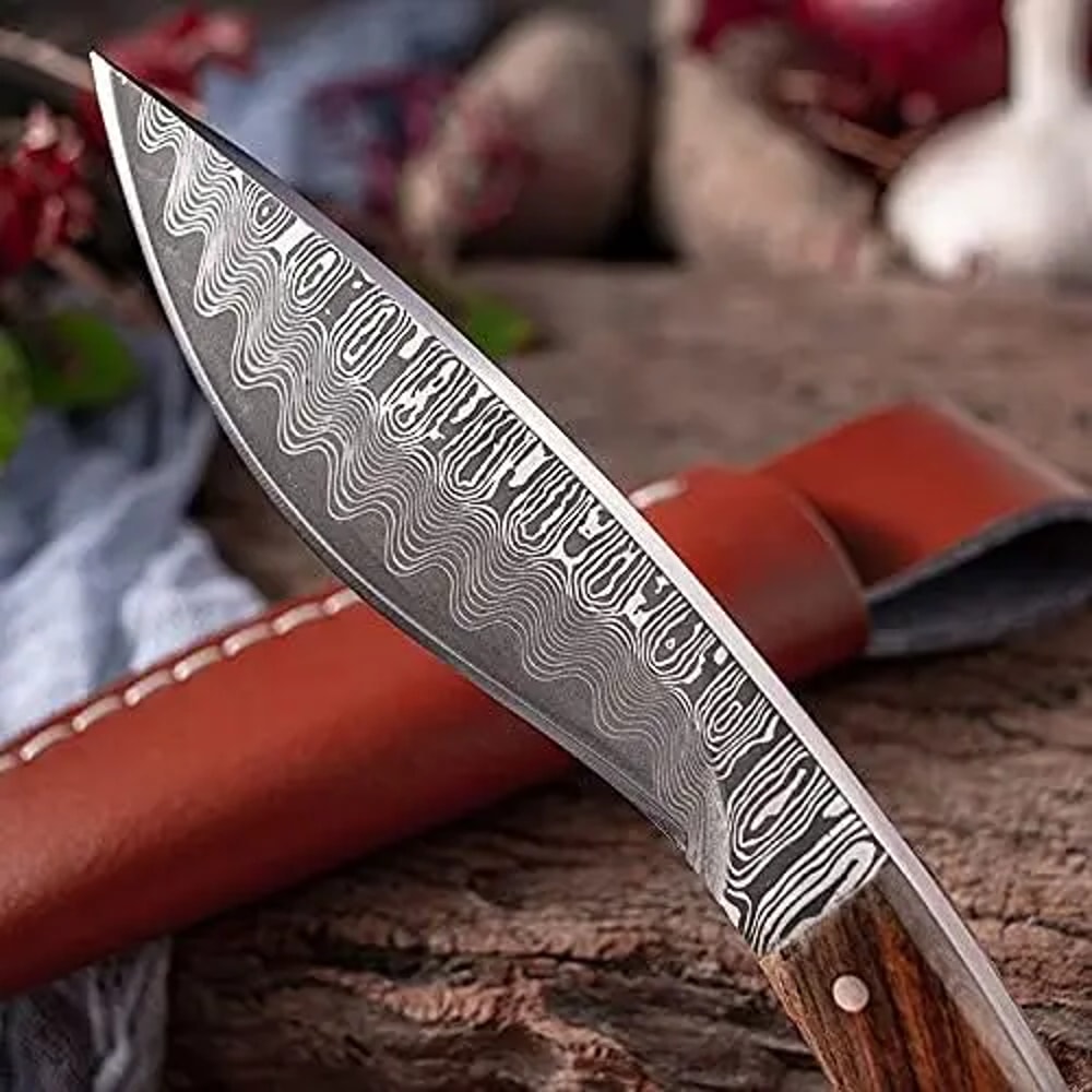 Damascus Pattern Boning Knife For Meat Trimming And Butcher Prep 2