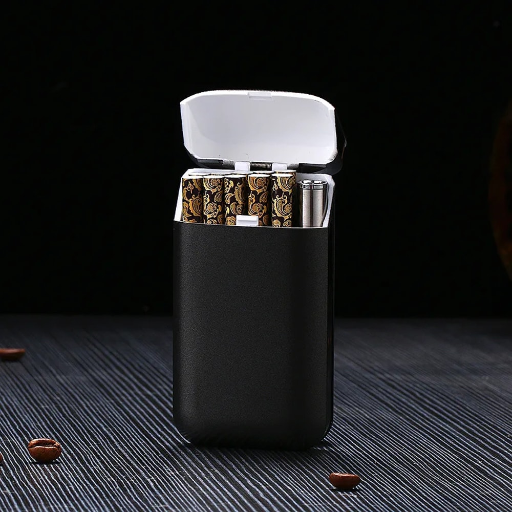 Cigarette Case With Lighter USB Rechargeable Windproof Flameless Holder 5