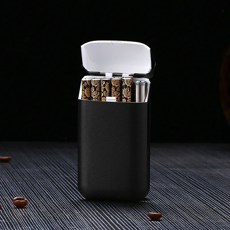 Cigarette Case With Lighter USB Rechargeable Windproof Flameless Holder 5
