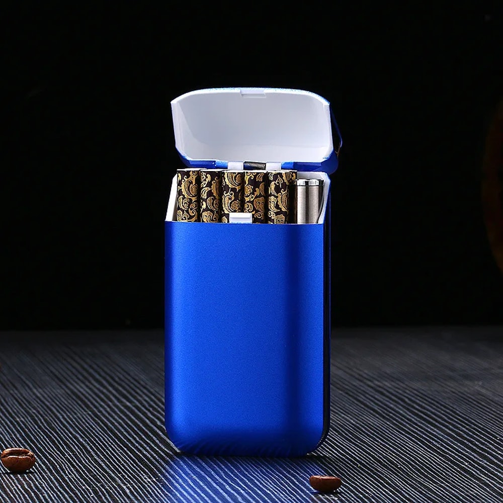Cigarette Case With Lighter USB Rechargeable Windproof Flameless Holder 6