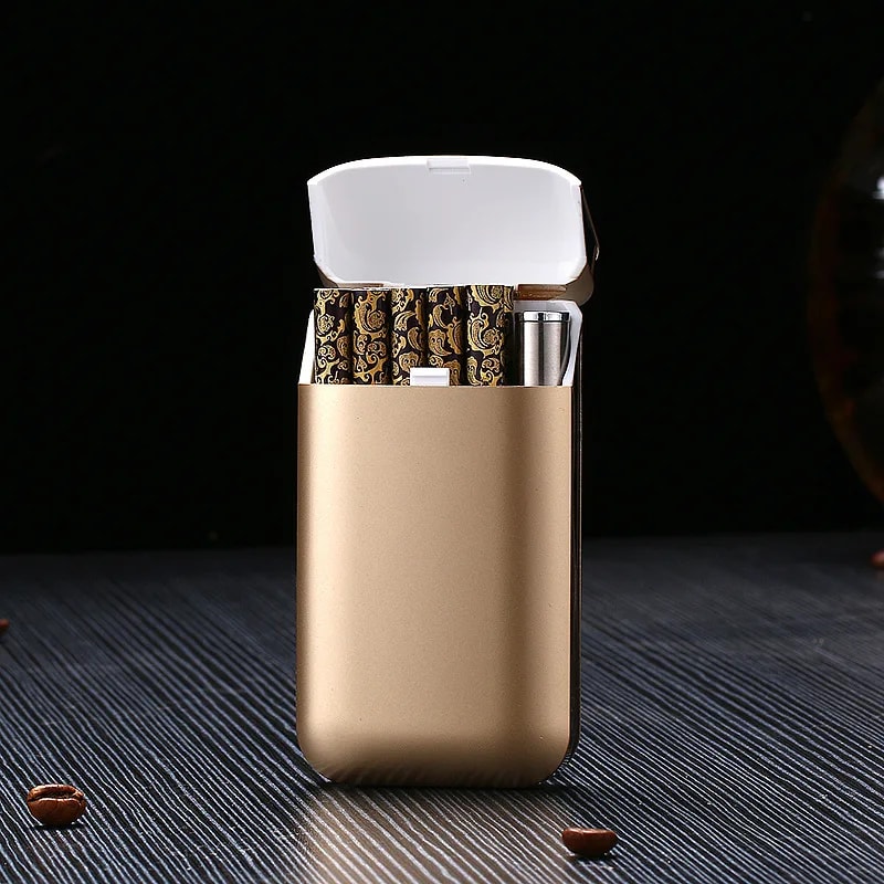 Cigarette Case With Lighter USB Rechargeable Windproof Flameless Holder 7