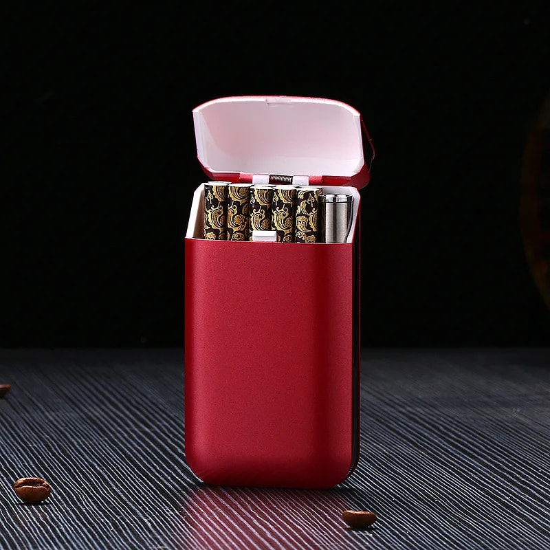 Cigarette Case With Lighter USB Rechargeable Windproof Flameless Holder 8