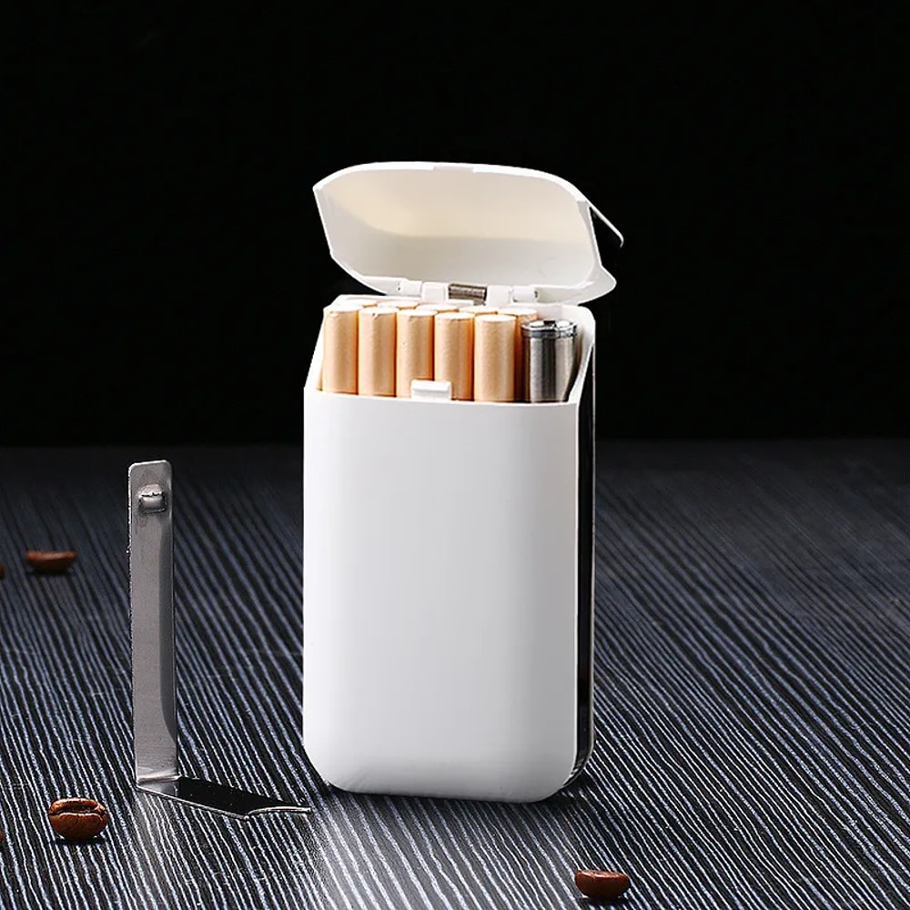Cigarette Case With Lighter USB Rechargeable Windproof Flameless Holder 10