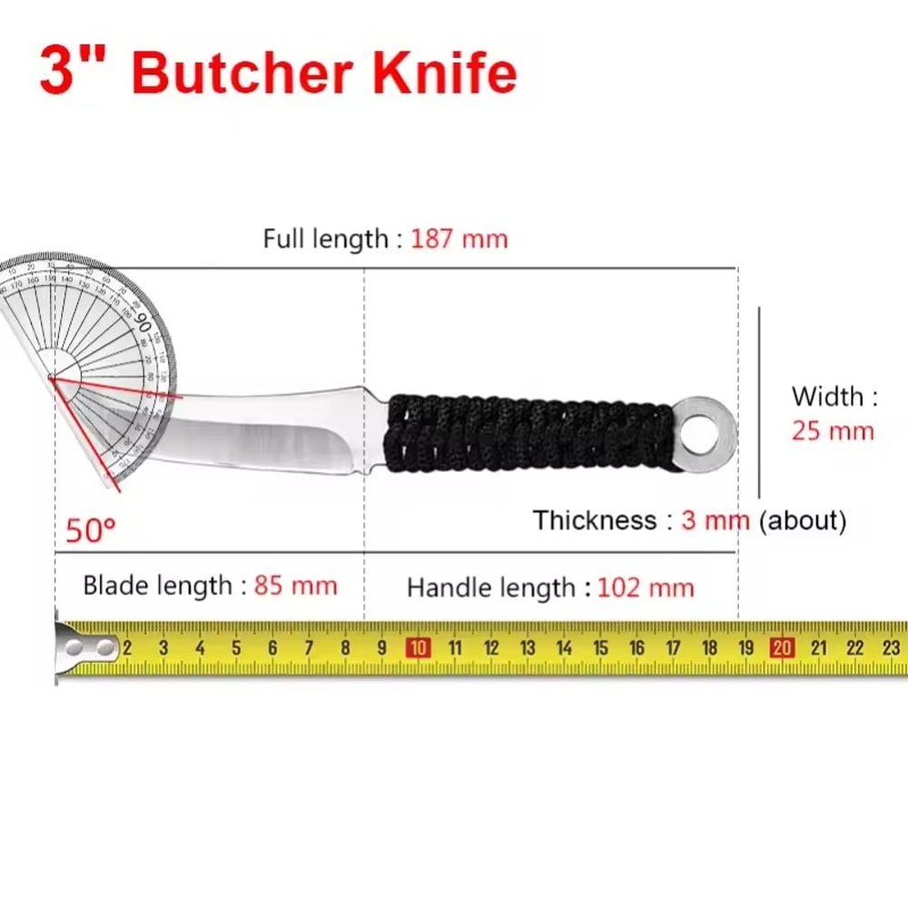 Fixed Blade Outdoor Utility Knife with Sheath and Lanyard