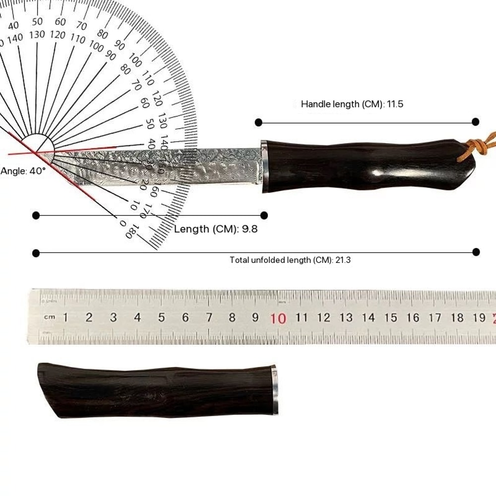 Handmade Damascus Steel Fixed Blade Knife with Bamboo Wood Handle