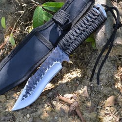 compact fixed blade knife with rope handle for edc camping and rescue
