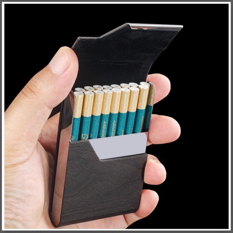 Wood Grain Cigarette Case With Magnetic Flip Lid Portable Cigarette Holder For Men 1