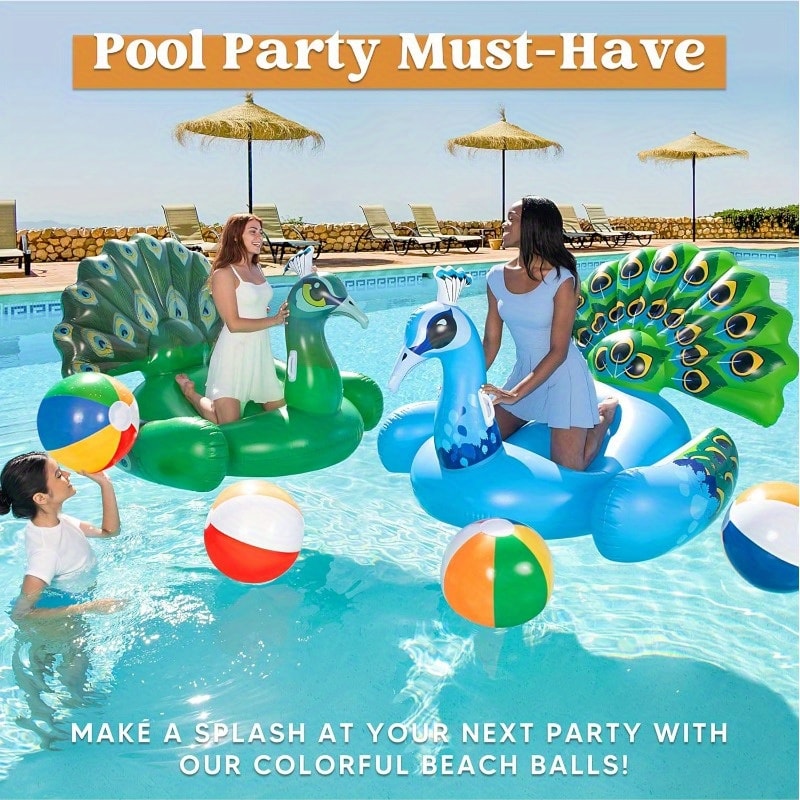 Pack Large Rainbow Beach Ball Inflatable Pool Toys For Kids And Adults 3