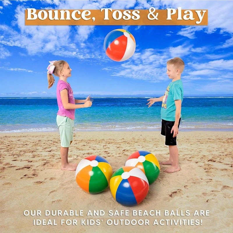 Pack Large Rainbow Beach Ball Inflatable Pool Toys For Kids And Adults 4