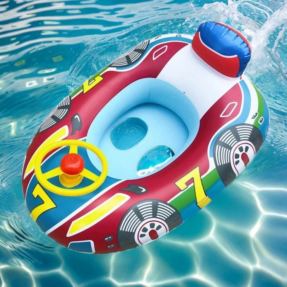 Kids Car Pool Float With Canopy And Steering Wheel For Toddlers 2