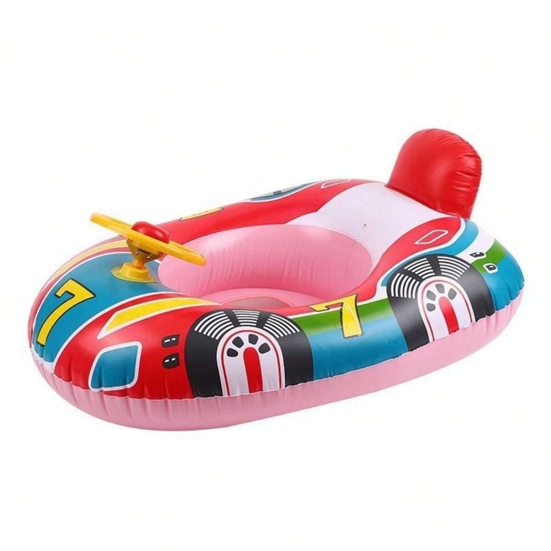 Kids Car Pool Float With Canopy And Steering Wheel For Toddlers 3