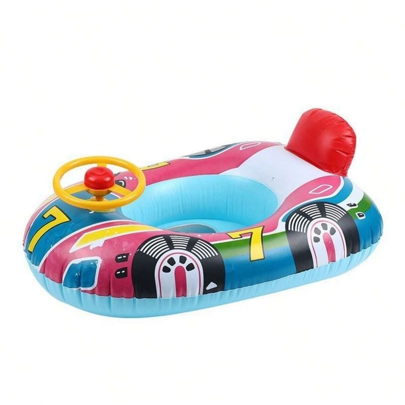 Kids Car Pool Float With Canopy And Steering Wheel For Toddlers 6