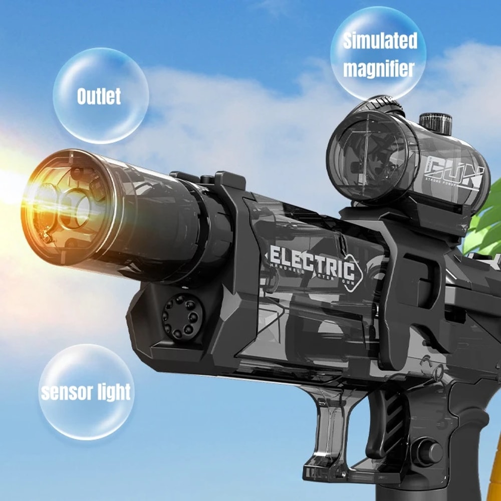 Flame Light Electric Water Gun For Kids Automatic LED Water Blaster Summer Pool Toy 2